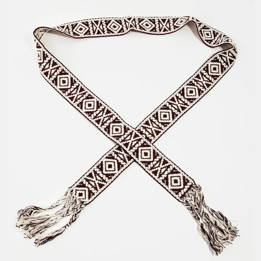 Boho Pattern Braided Belt 60” available in Black or Brown